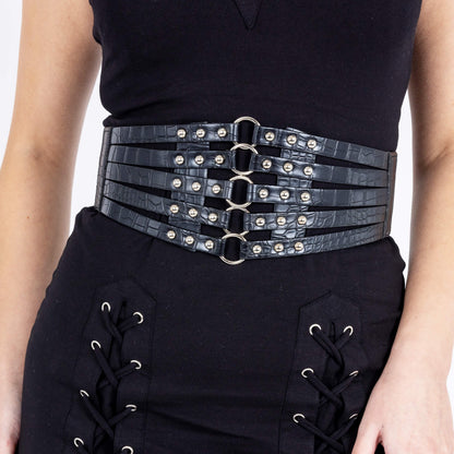 Poizen Industries Mock Croc Shona Stud Belt with O-rings