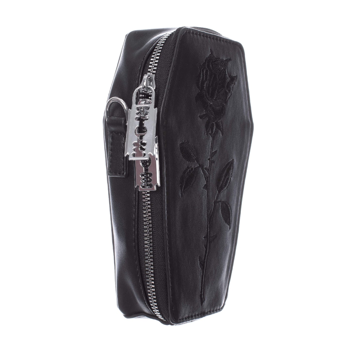 Heartless Thorne Mini Coffin Bag with Black Rose Embroidery