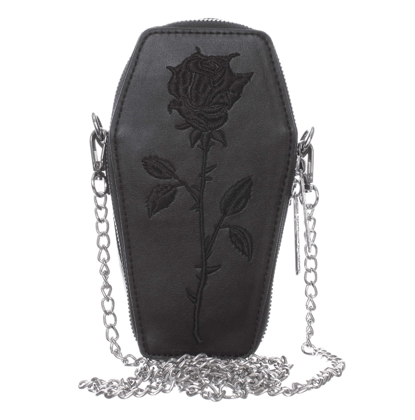 Heartless Thorne Mini Coffin Bag with Black Rose Embroidery