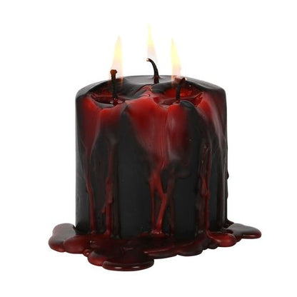 7.5cm Vampire Tears Black Pillar Candle with Bleeding Red Wax