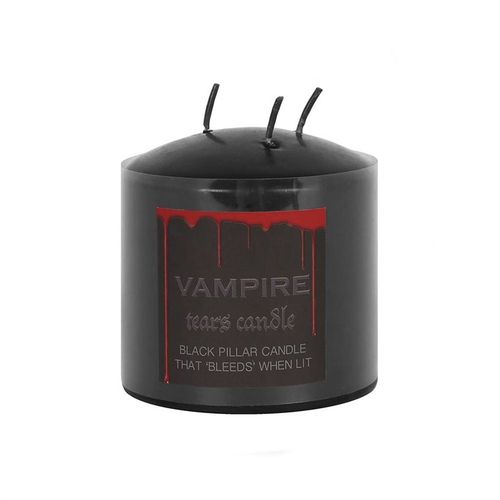 7.5cm Vampire Tears Black Pillar Candle with Bleeding Red Wax