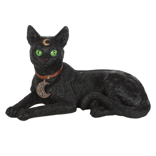 Large Laying Black Cat Figurine