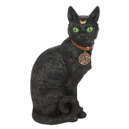 Large Sitting Black Cat Figurine