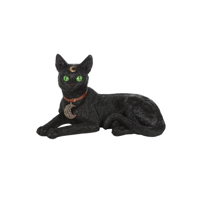 Large Laying Black Cat Figurine