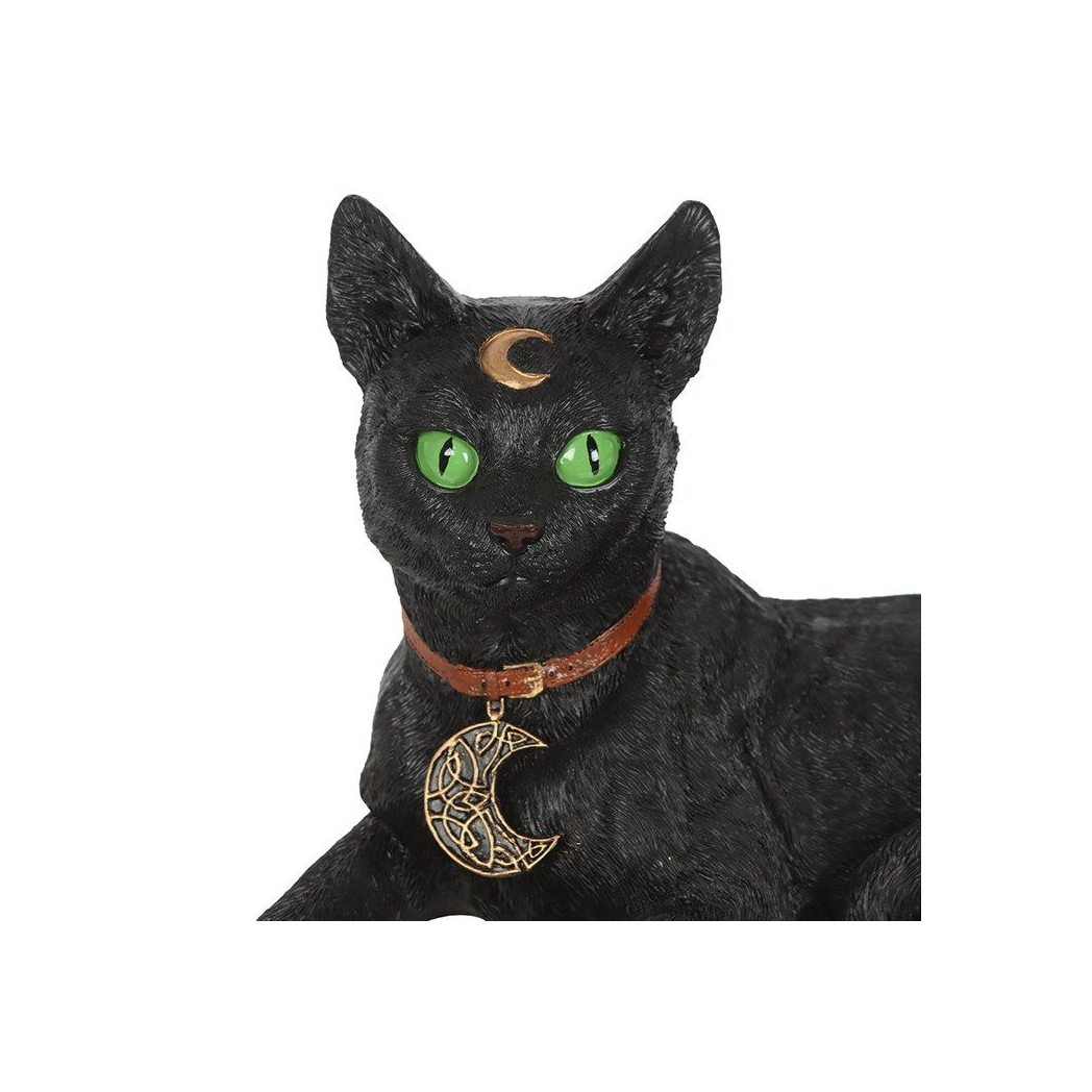 Large Laying Black Cat Figurine