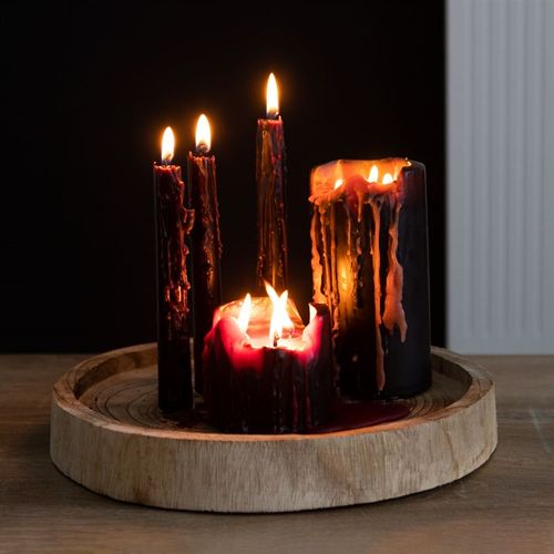 7.5cm Vampire Tears Black Pillar Candle with Bleeding Red Wax