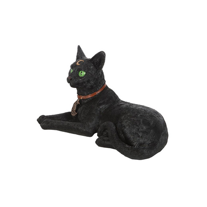 Large Laying Black Cat Figurine