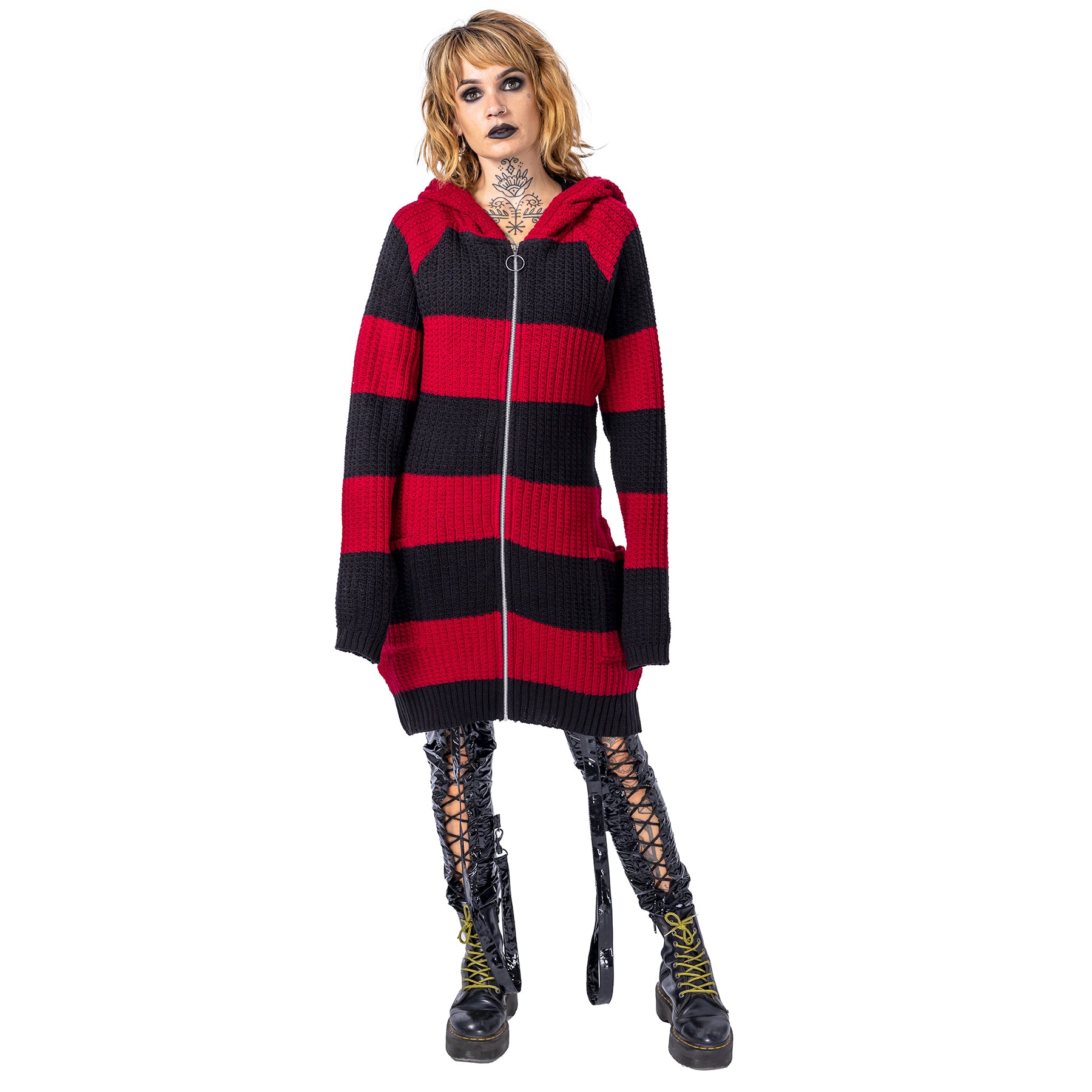 Poizen Industries Esther Cardigan - Red & Black