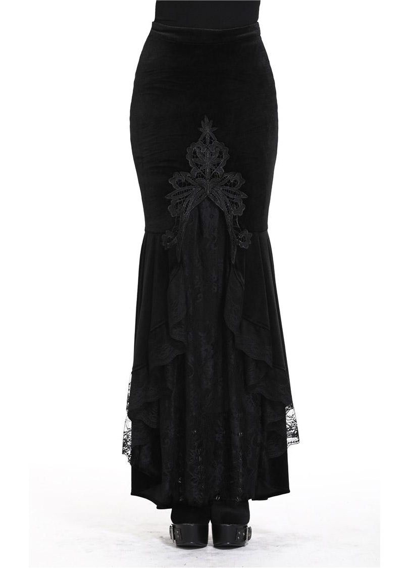 Black velvet fishtail clearance skirt