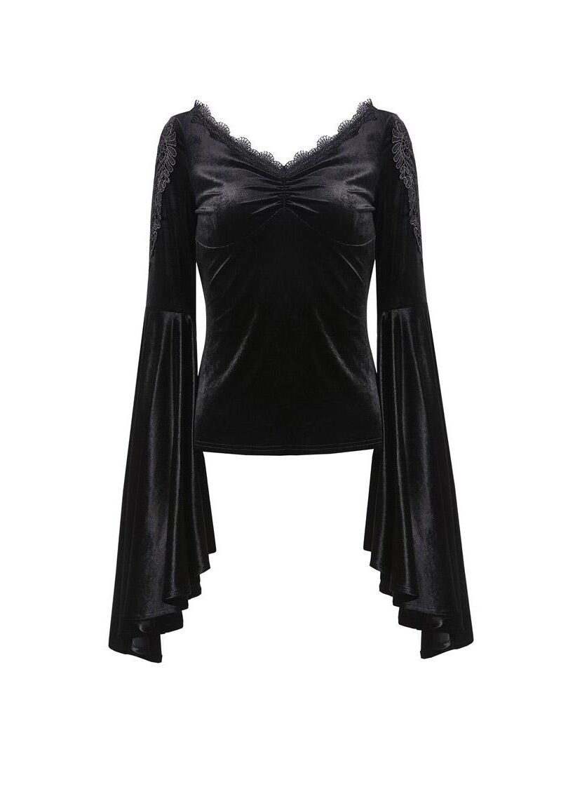 Dark In Love Violet Black Velvet Top - Kate's Clothing