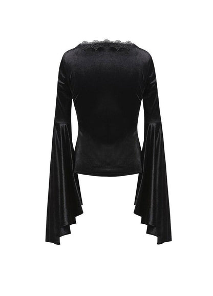 Dark In Love Violet Black Velvet Top - Kate's Clothing